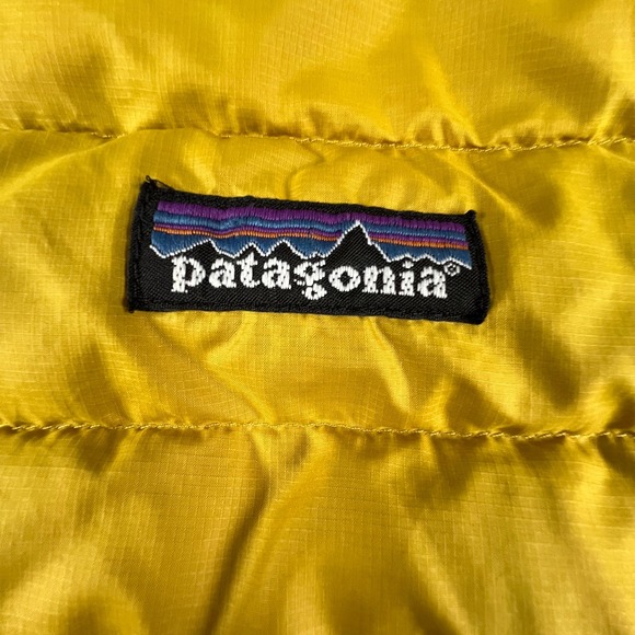 Patagonia Men's Down Sweater Jacket Yellow Fleece Lined Puffer Coat Size S Ski - Picture 4 of 16